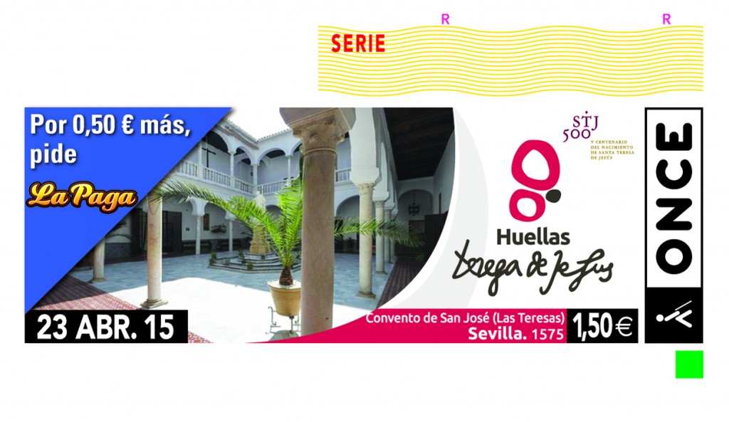 Cupón dedicado al convento de San José de las Teresas en Sevilla dentro de la serie dedicada al V Centenario del nacimiento de Santa Teresa de Jesús