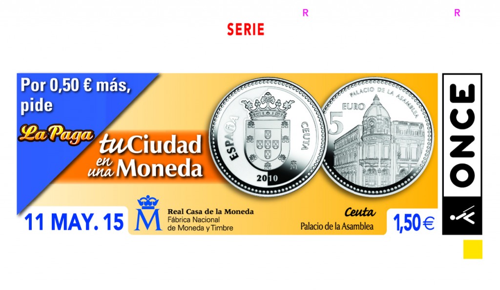 Cupón dedicado a la moneda de la ciudad autónoma de Ceuta