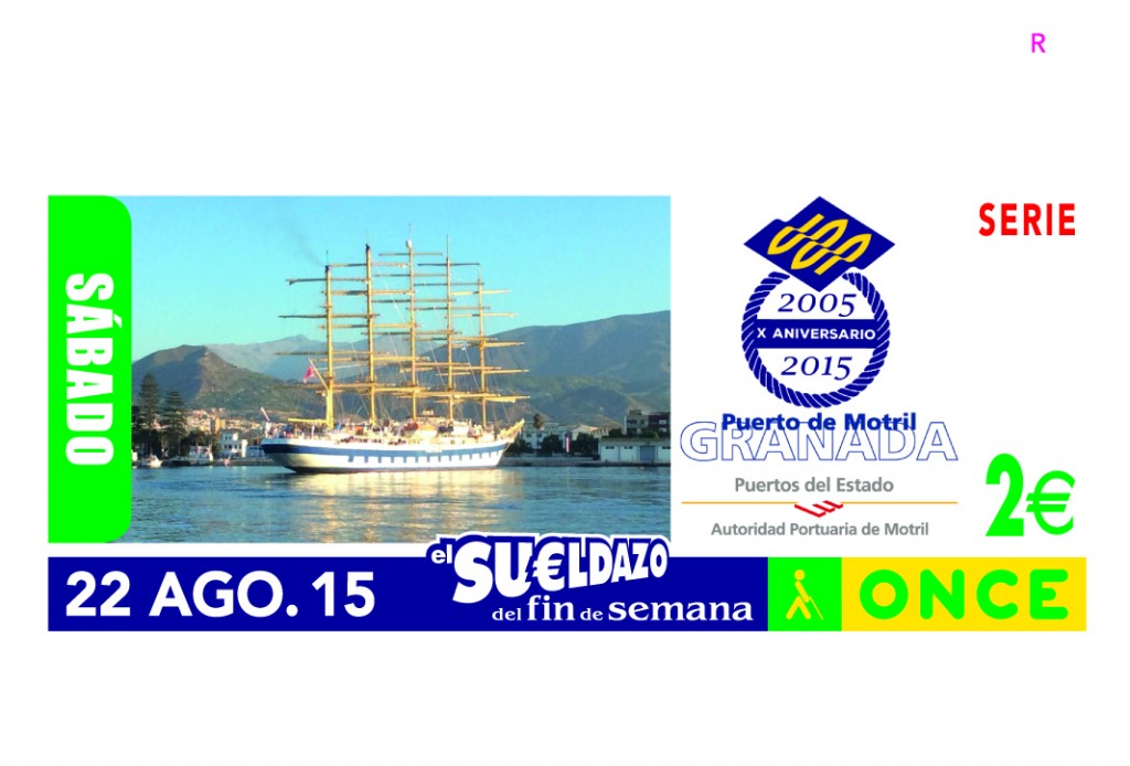 Imagen del cupón dedicado al décimo aniversario del Puerto de Motril en Granada