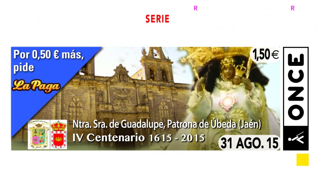 Imagen del cupón dedicado al IV centenario de la Virgen de Guadalupe, patrona de Úbeda (Jaén)