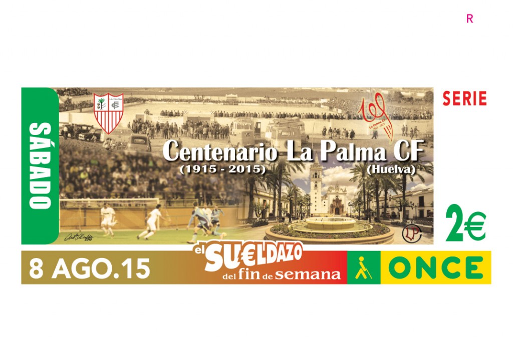 Imagen del cupón de dedicado al centenario de La Palma CF (Huelva)
