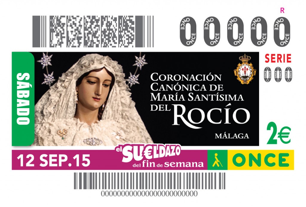Cupón dedicado a la Coronación de la Virgen del Rocío de Málaga
