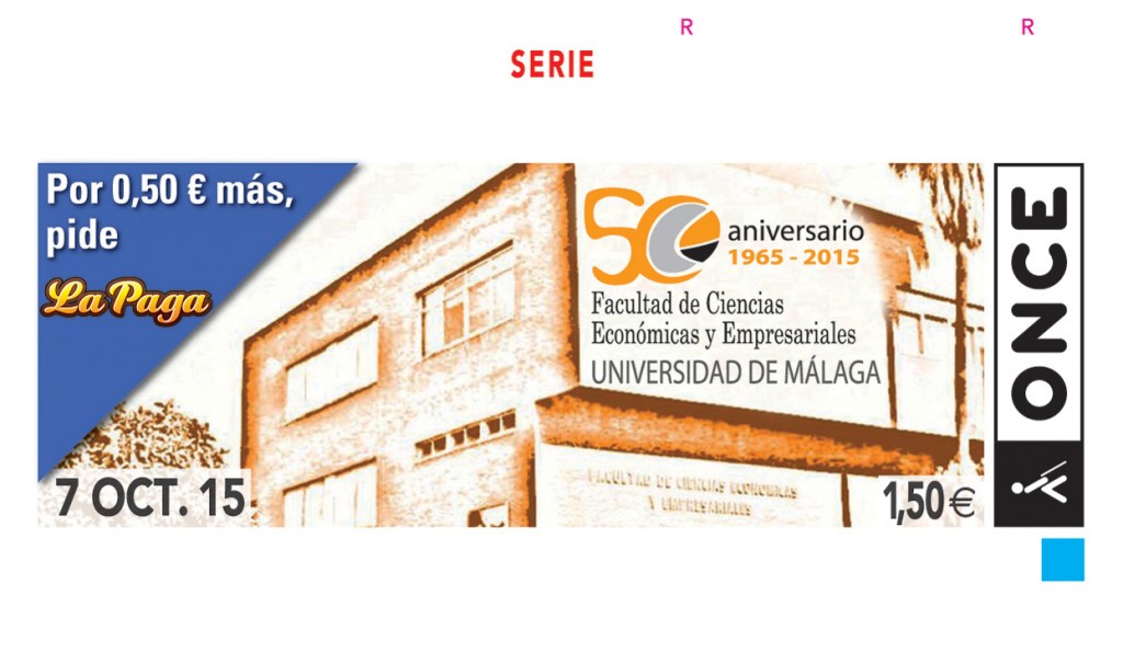 Sorteo del 7 de octubre dedicado al 50 aniversario de la Facultad de Ciencias de Málaga con un dibujo de la sede de la facultad