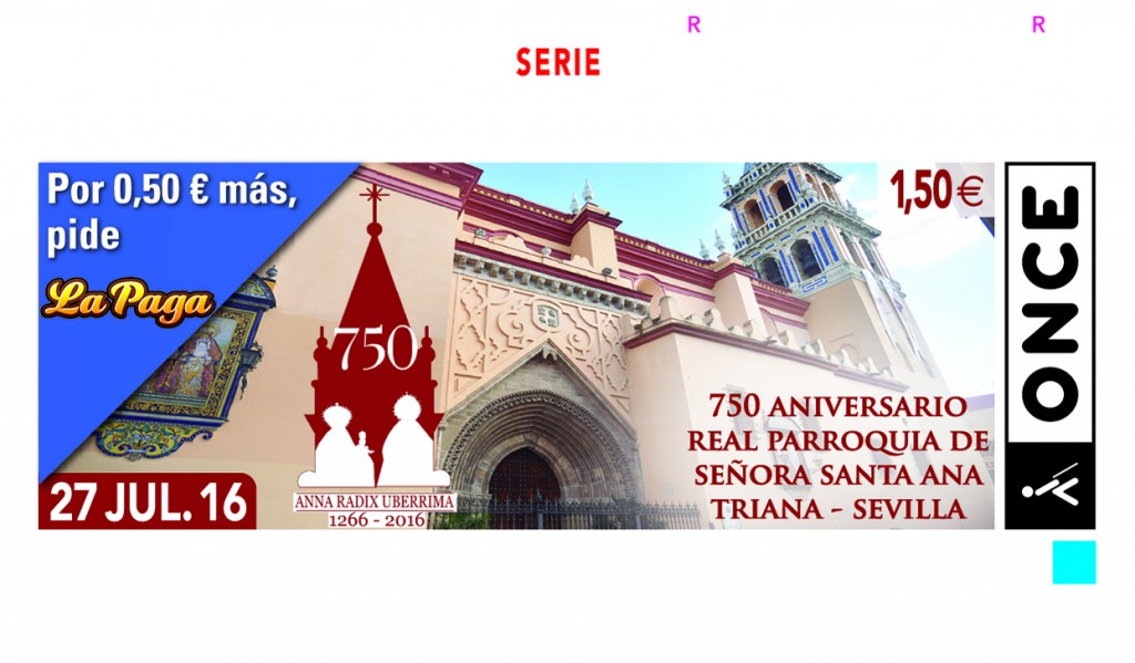 La fachada del templo de Santa Ana ocupa la imagen del cupón del sorteo del 27 de julio