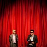 El consejero de la ONCE en Jaén, Francisco Antolín y el consejero de la ONCE en Cádiz, Francisco Lucena, presentando la gala del concurso musical