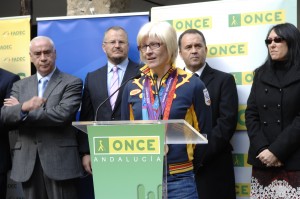 La judoka Carmen Herrera, durante su intervención
